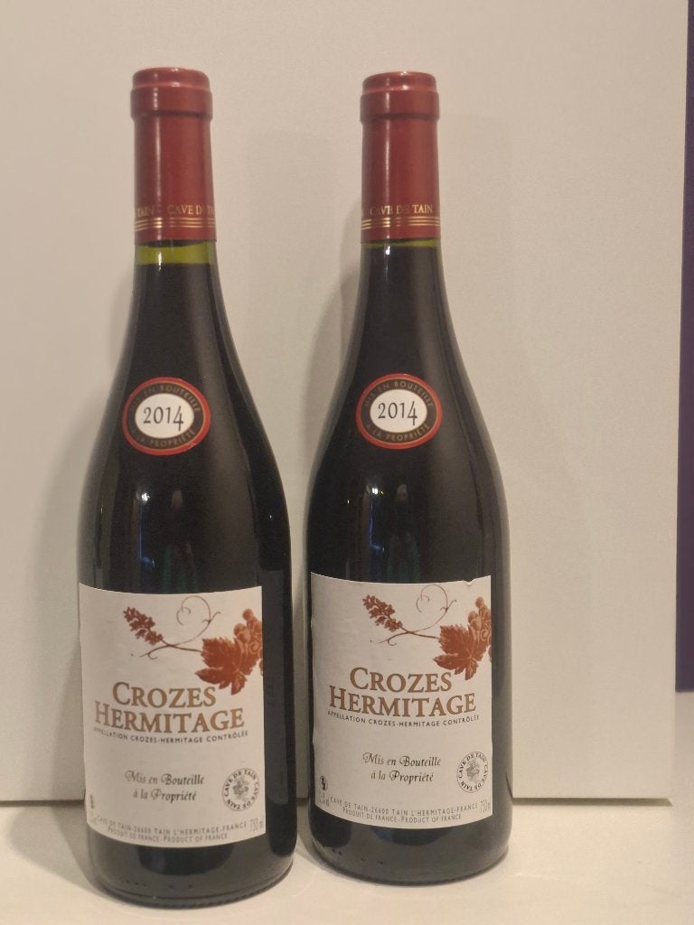 2 flessen Crozes Hermitage rode wijn 2014, Frankrijk, Nieuw, Ophalen of Verzenden, Rode wijn
