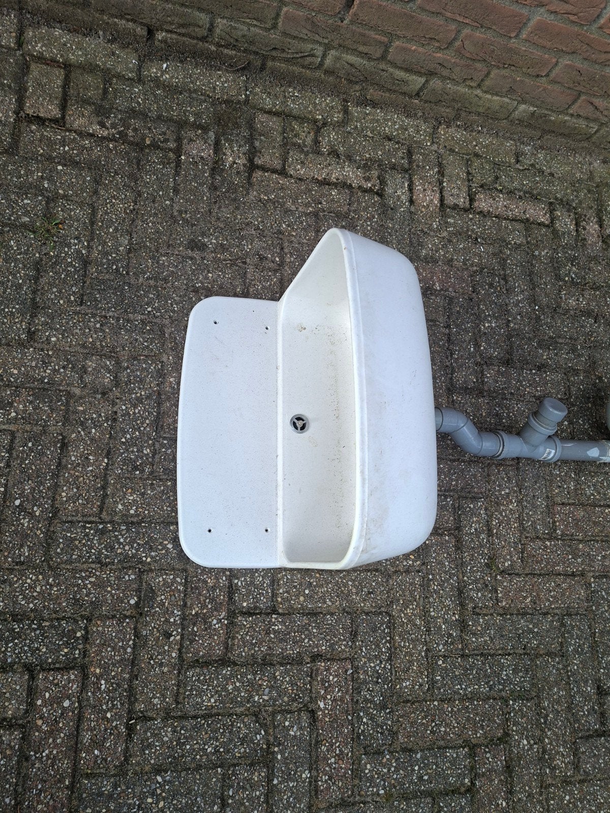 Witte kunststof gootsteen met afvoer, Ophalen, Gebruikt, Wastafel