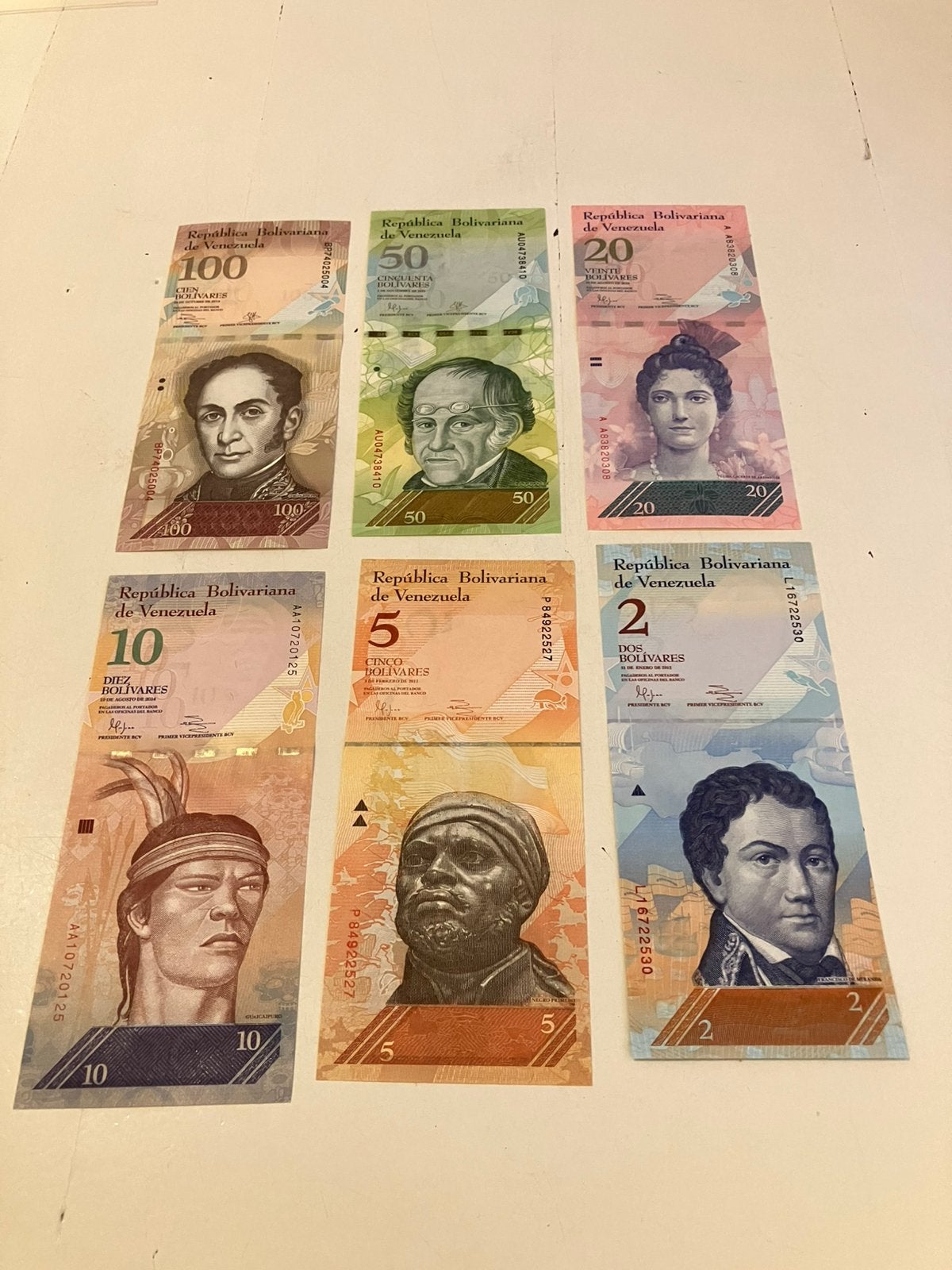 Venezuela 2, 5, 10, 20, 50, 100 Bolivares., Ophalen of Verzenden, Zuid-Amerika, Setje