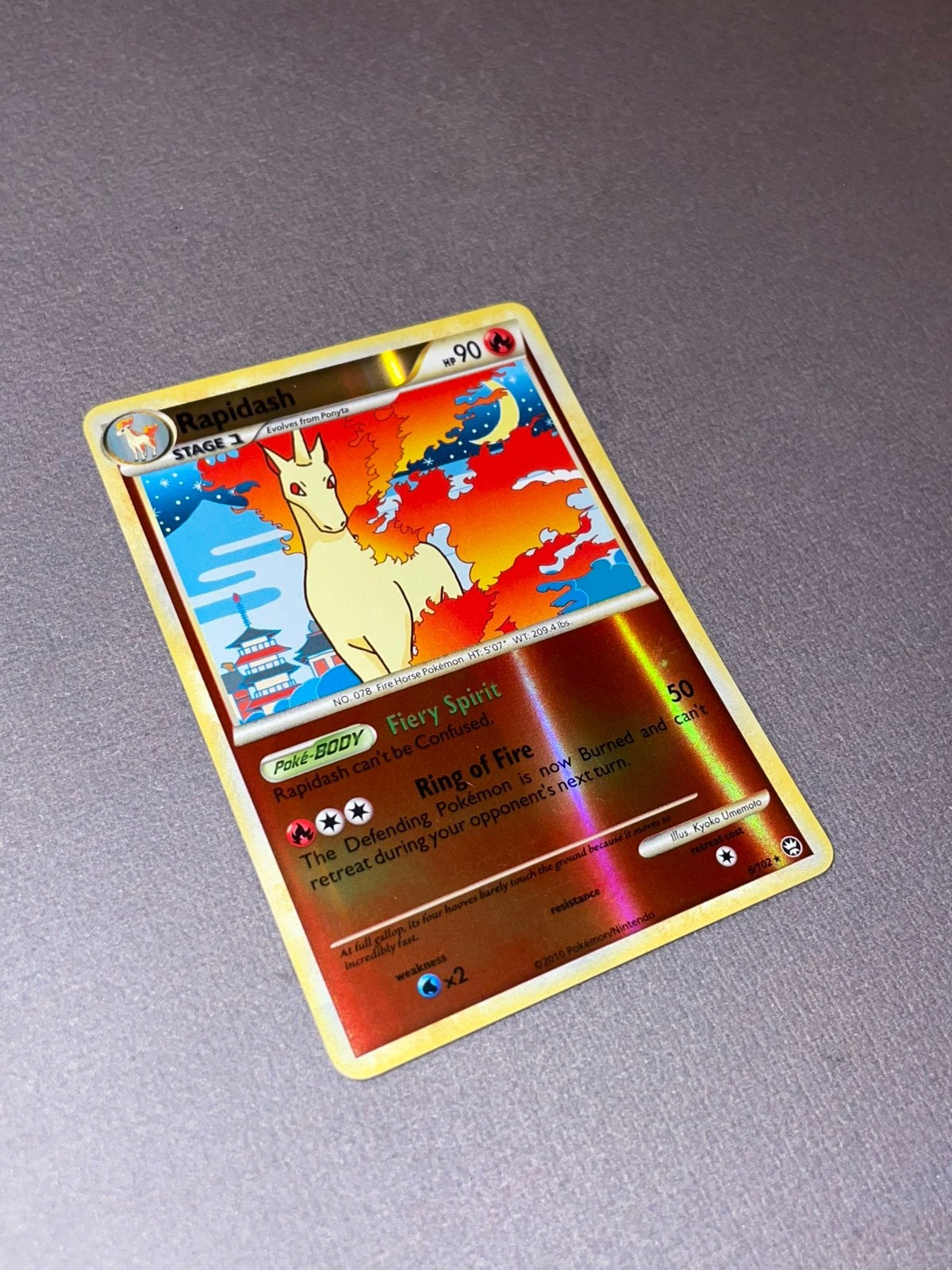 Pokemon - Rapidash Reverse Holo 2010 8/102, Ophalen of Verzenden, Zo goed als nieuw