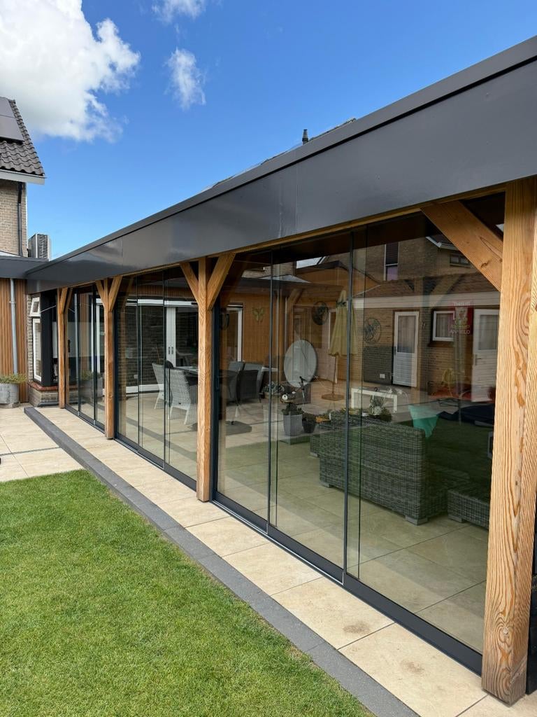 Grote glazen schuifpui voor tuinhuis of overkapping, Caravans en Kamperen, Ophalen of Verzenden, Uittrekbaar, Nieuw