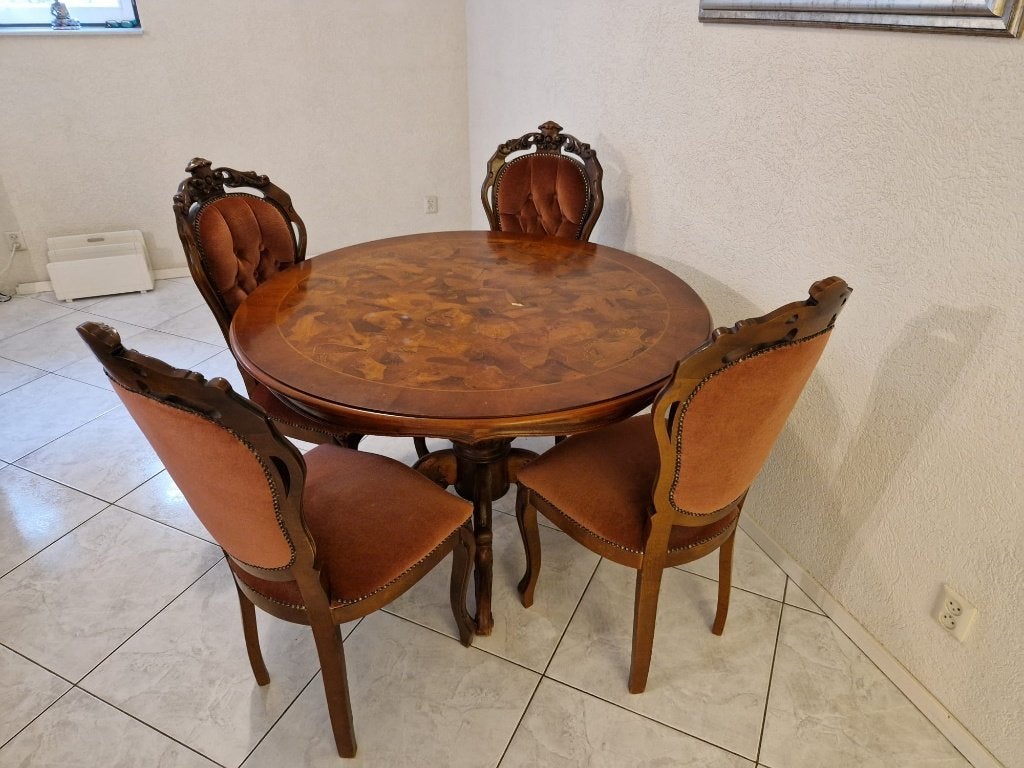 Klassieke eetkamerset jaren 50/60–ronde tafel met 4 stoelen, Ophalen
