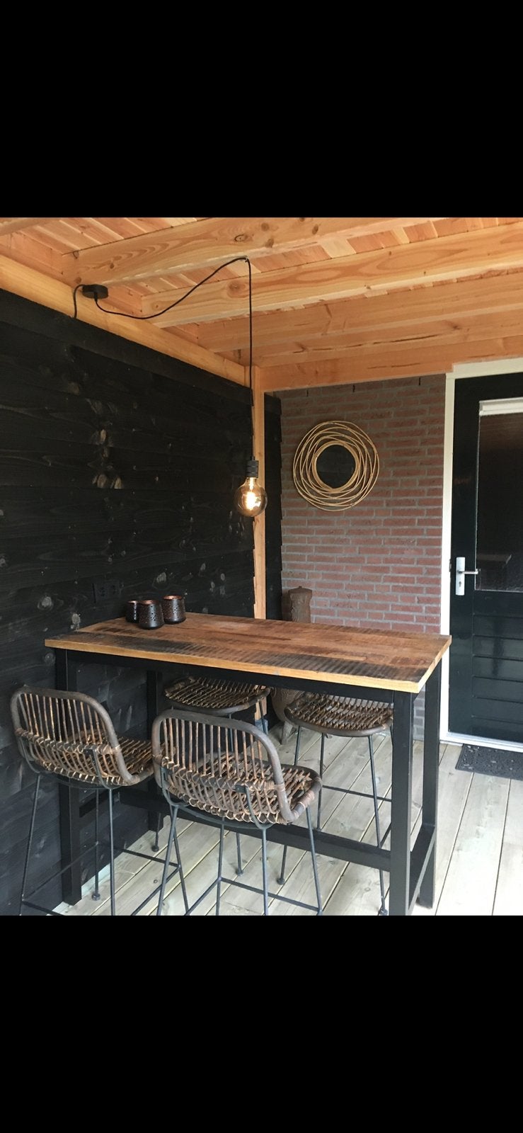 Bartafel met 4 stoelen, Tuin en Terras, Ophalen, Zo goed als nieuw