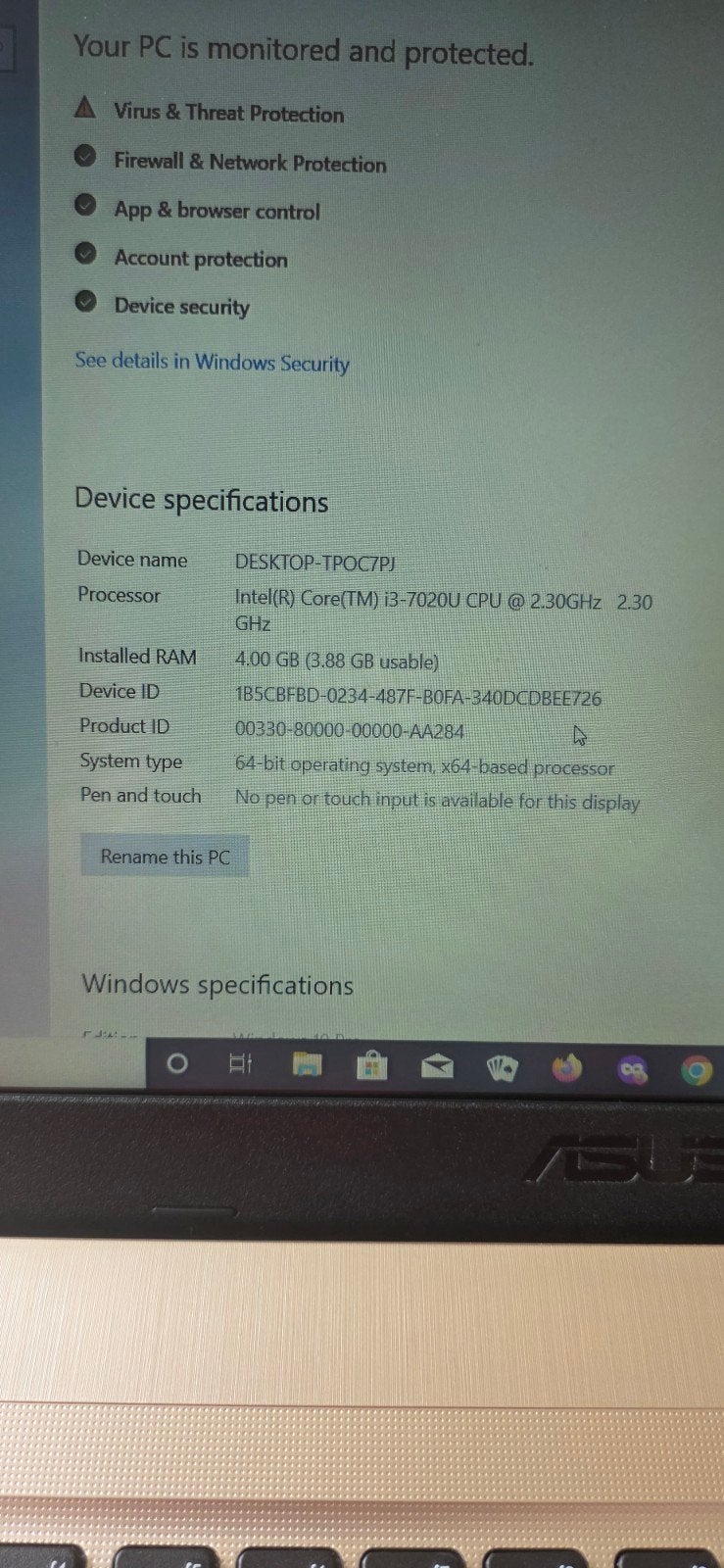 ASUS VivoBook X540U - Intel Core i3-7020U, 4GB RAM, Gebruikt, 2 tot 3 Ghz, ASUS, Ophalen of Verzenden