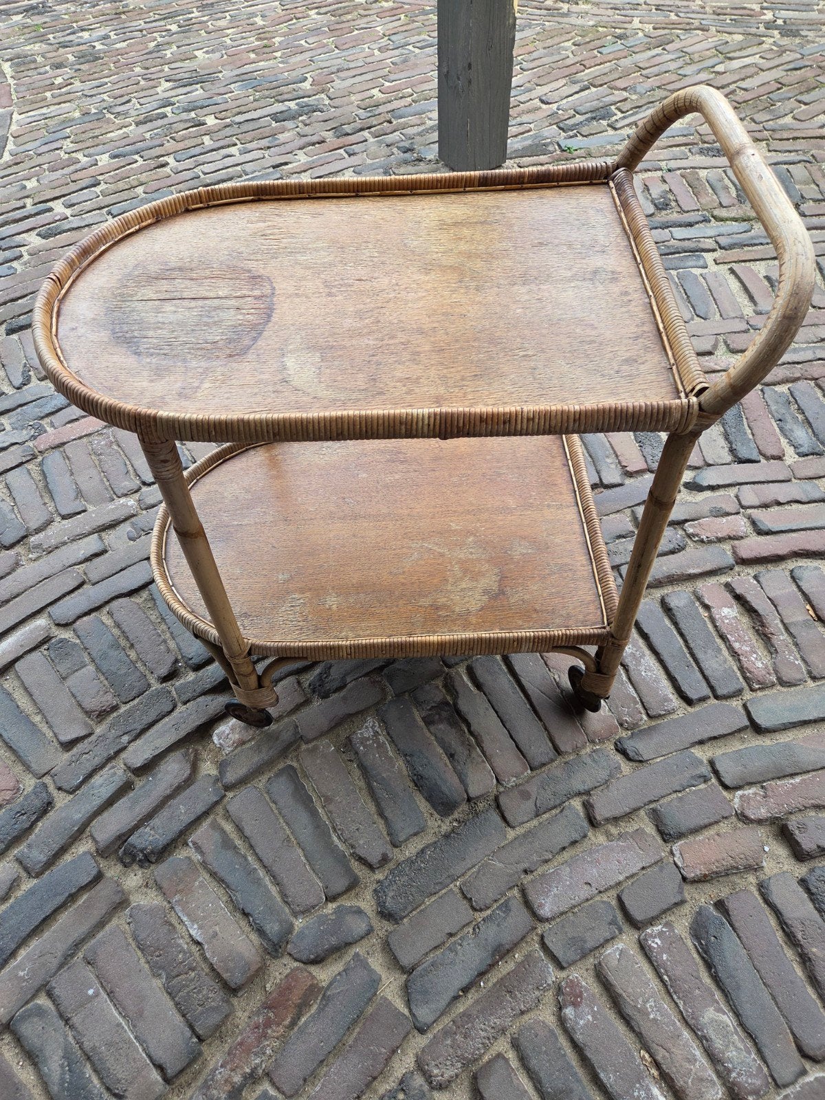 vintage bamboe rotan trolly, Ophalen, Huis en Inrichting