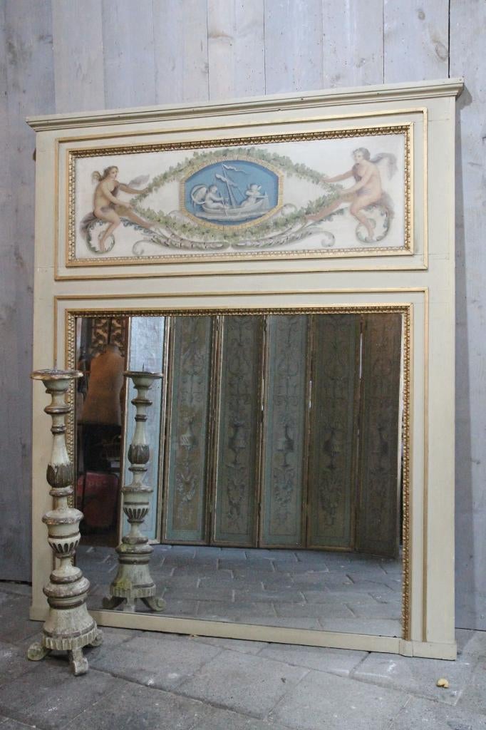 Grote antieke Franse trumeau spiegel, Antiek en Kunst, Ophalen