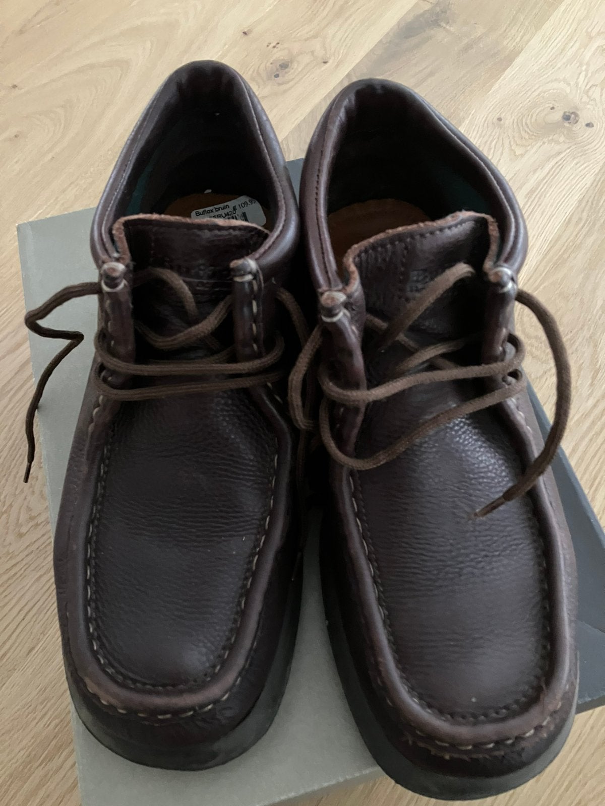 Donkerbruine leren veterschoenen maat 42., Bruin, Ophalen of Verzenden, Zo goed als nieuw, Veterschoenen