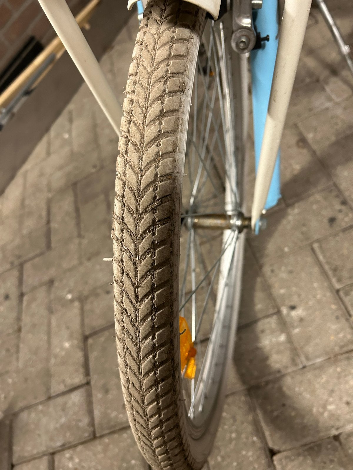 Lichtblauwe fiets met voordrager, Ophalen of Verzenden, Gebruikt