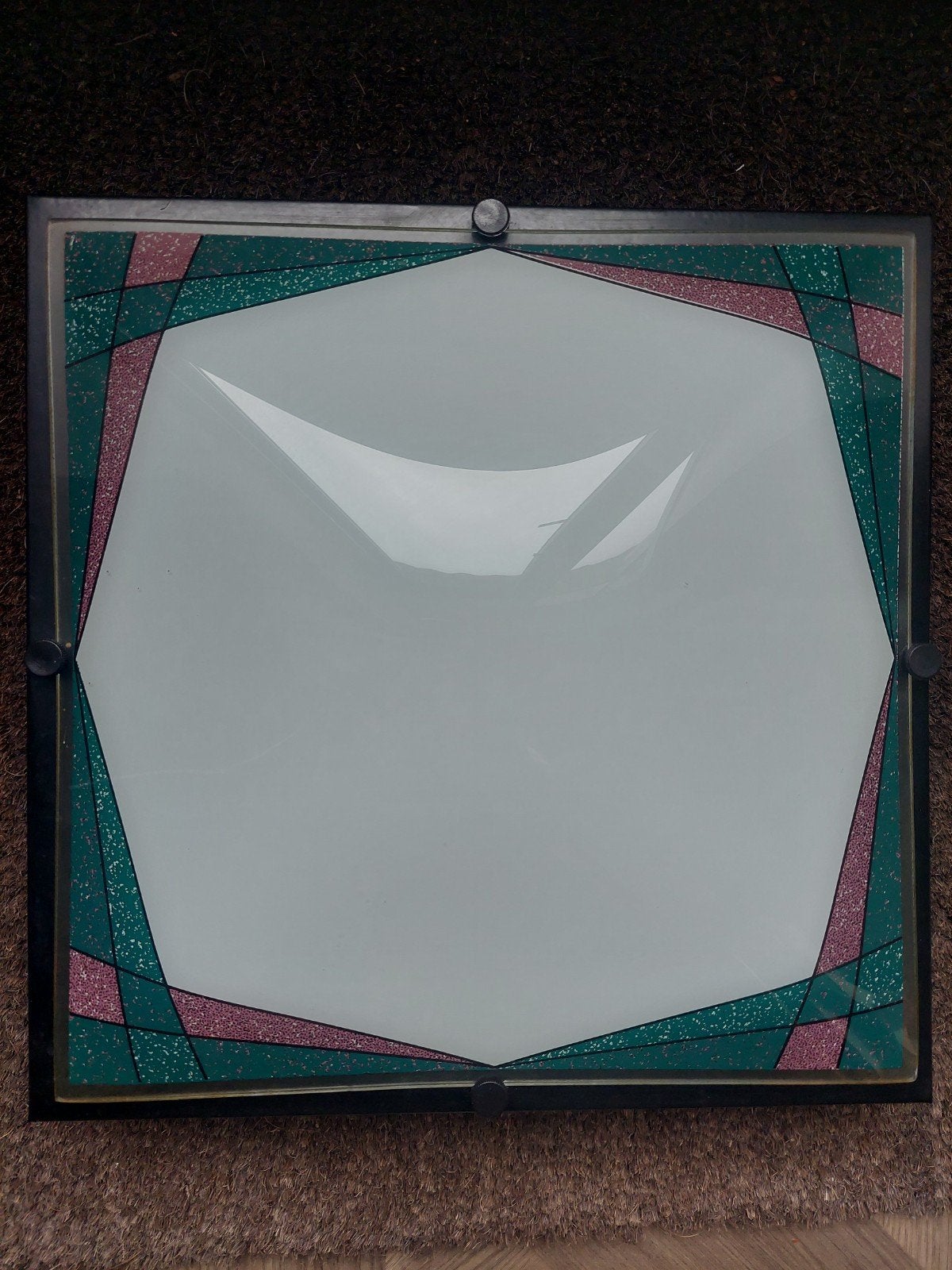 Vintage Plafondlamp met Roze en Groene Details, Gebruikt, Vintage, Meerkleurig, Ophalen of Verzenden