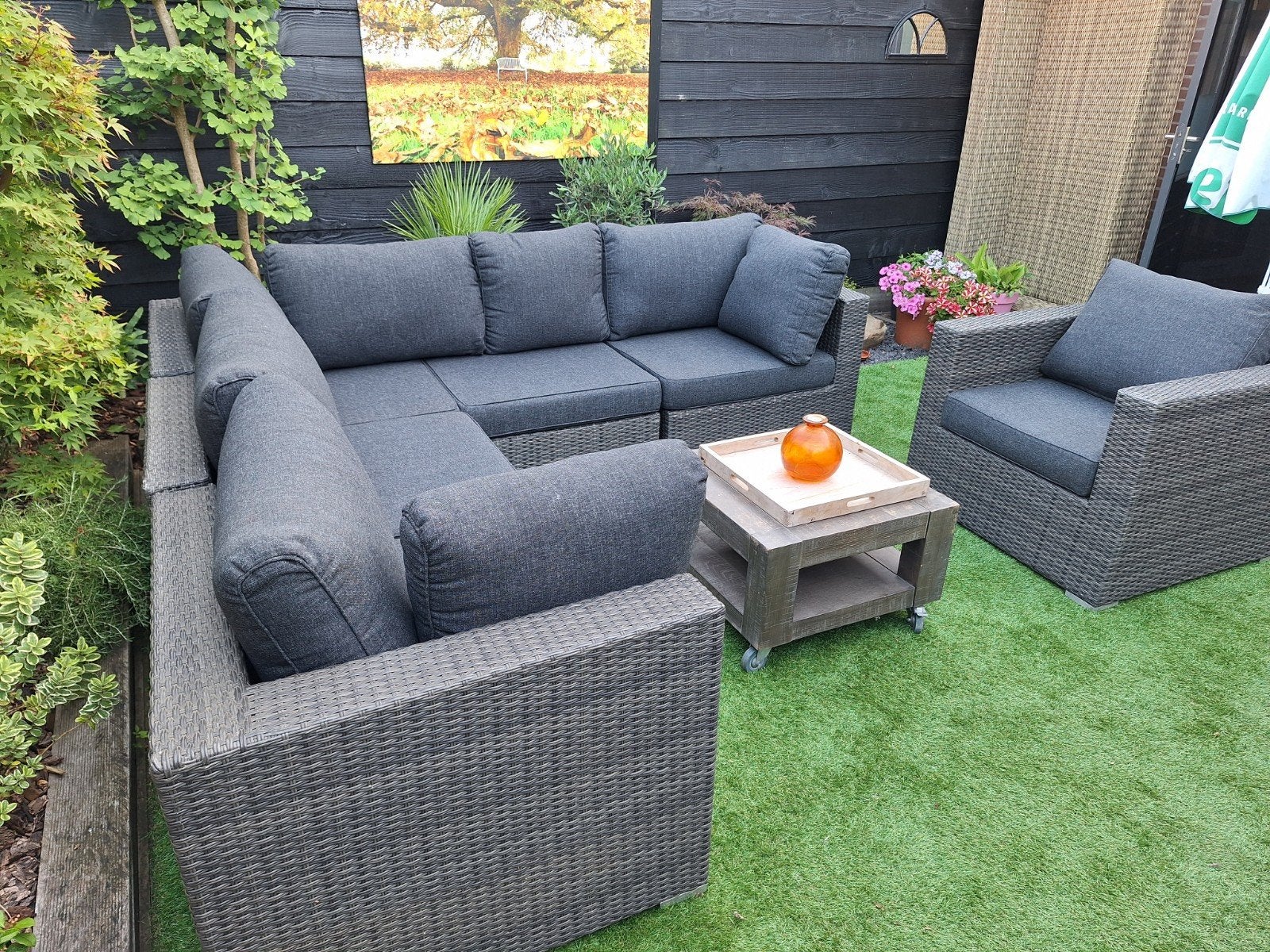 Luxe Wicker Loungeset  in prijs verlaagd  voor bodemprijs, Tuin en Terras, Ophalen, 6 zitplaatsen, Nieuw, Bank