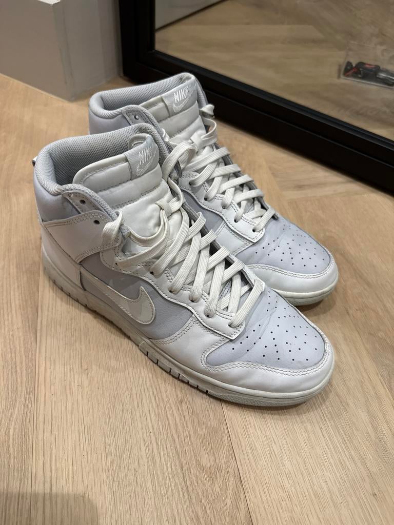 Nike dunk high white pure platinum 45, Ophalen of Verzenden, Wit