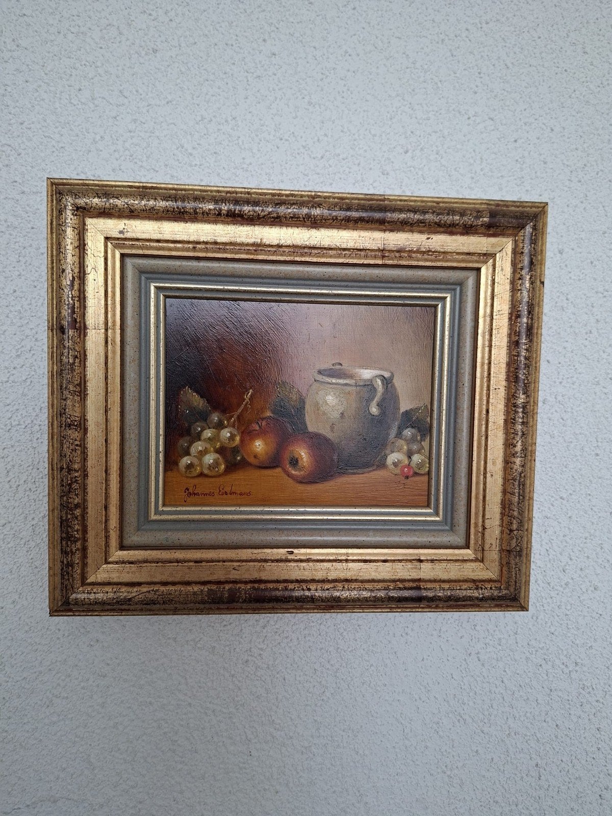 Klassiek ingelijst olieverfstilleven. Johannes Eerdmans, Antiek en Kunst, Ophalen of Verzenden