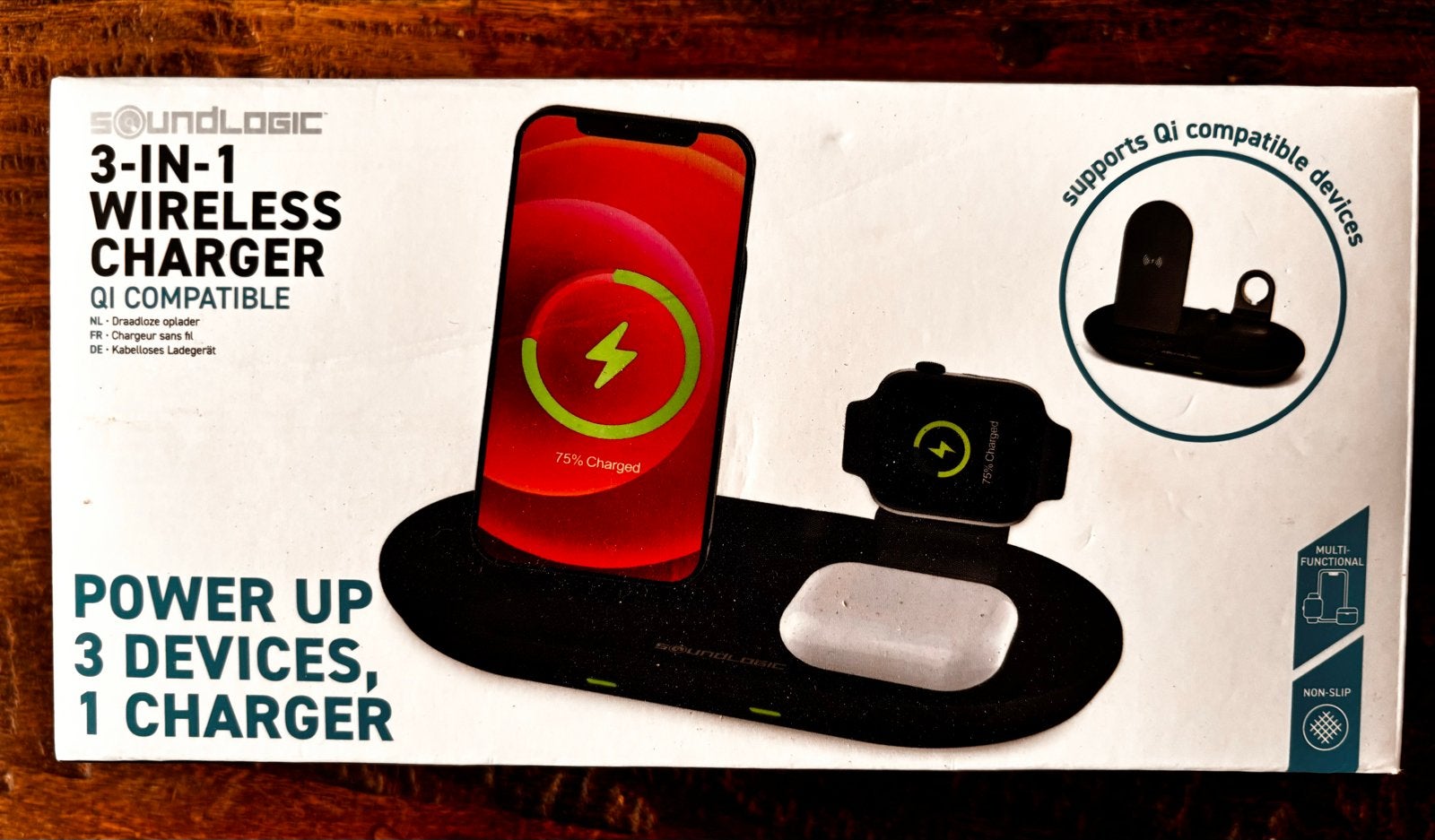 Soundlogic 3-in-1 Draadloze Oplader Qi Compatibel, Ophalen of Verzenden, Nieuw, Overige typen, Universeel