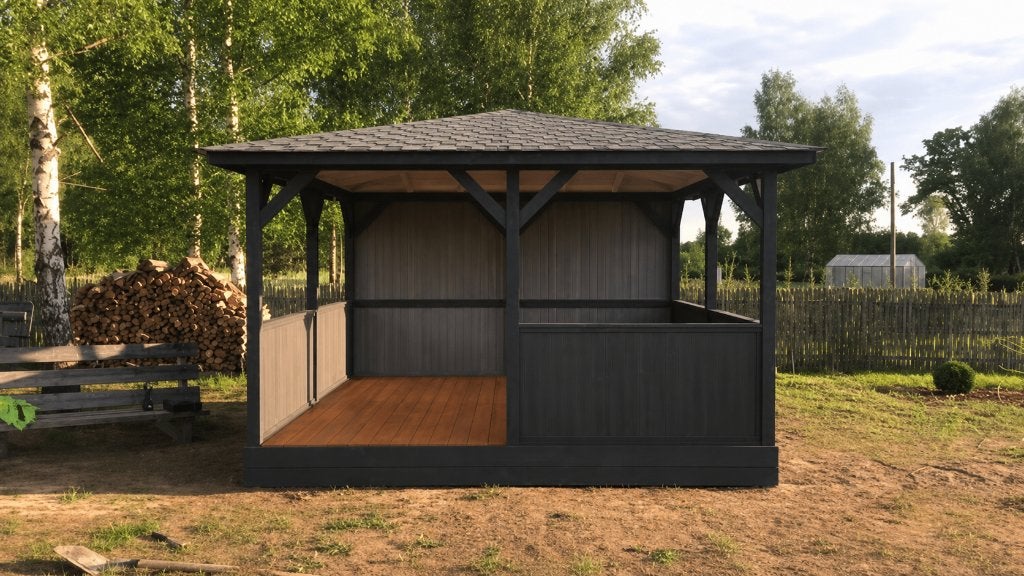 4x4 m Houten Tuinpaviljoen, Nieuw, Ophalen of Verzenden, Hout, Tuinhuis