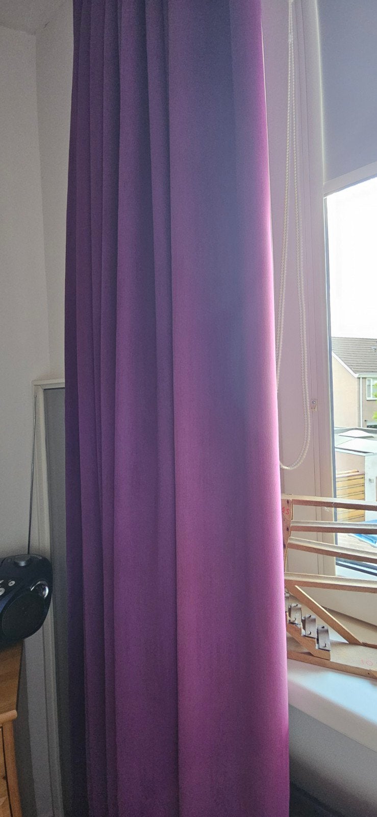 1 Paars verduisterend gordijn (135 x240 cm), 270 cm, Gebruikt, Paars, Ophalen of Verzenden