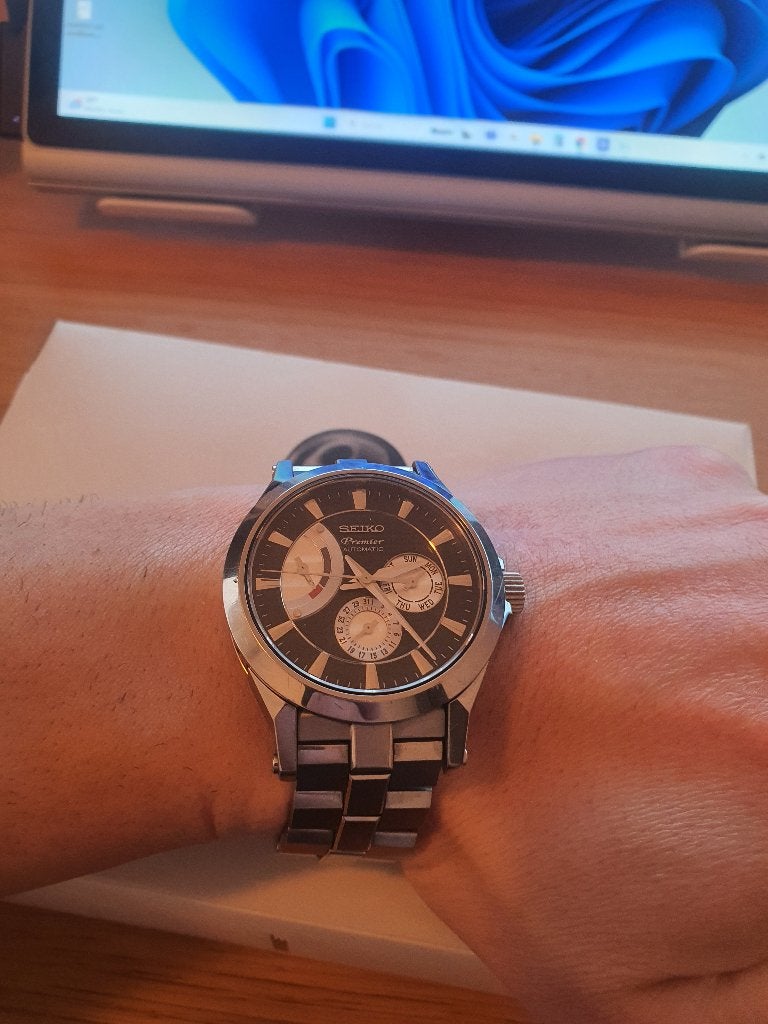Seiko Premier Automatique 6R20 saffire, Ophalen, Gebruikt, Staal, Seiko