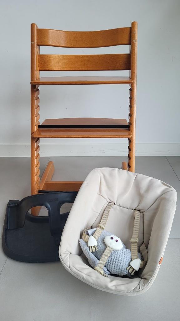 Stokke Tripp Trapp kinderstoel en newborn set en babyset, Kinderen en Baby's, Kinderstoelen, Ophalen, Zo goed als nieuw, Meegroeistoel