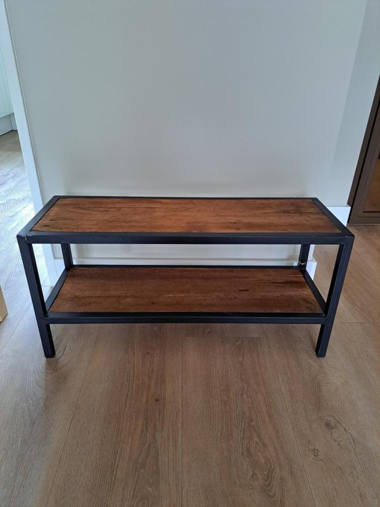 Schoenenrek zwart/hout Leen Bakker 70x25cm, Huis en Inrichting, Kasten | Schoenenrekken, Ophalen, Zo goed als nieuw