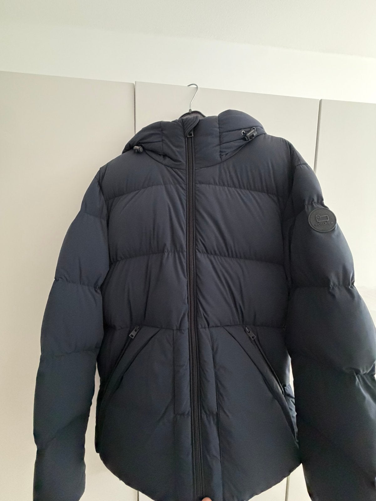 Woolrich jas ZGAN incl bon, maat L, Ophalen of Verzenden, Zo goed als nieuw, Blauw