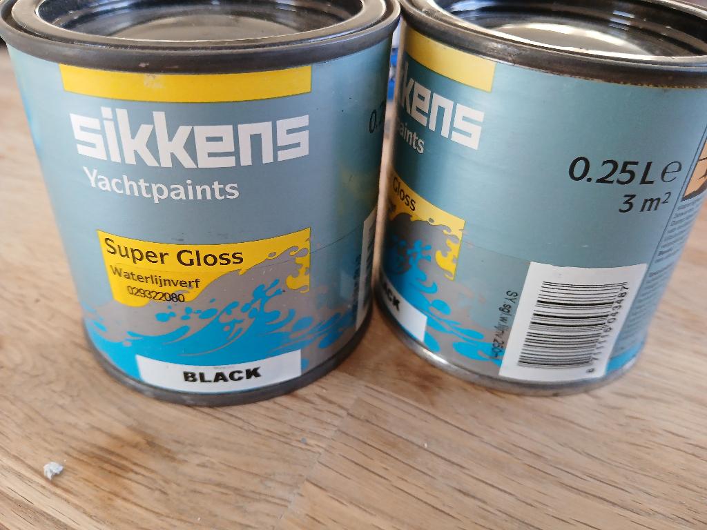 waterlijnverf Sikkens zwart 2x0,25L 3m2 nieuwe blikken, Ophalen of Verzenden, Nieuw, Verven