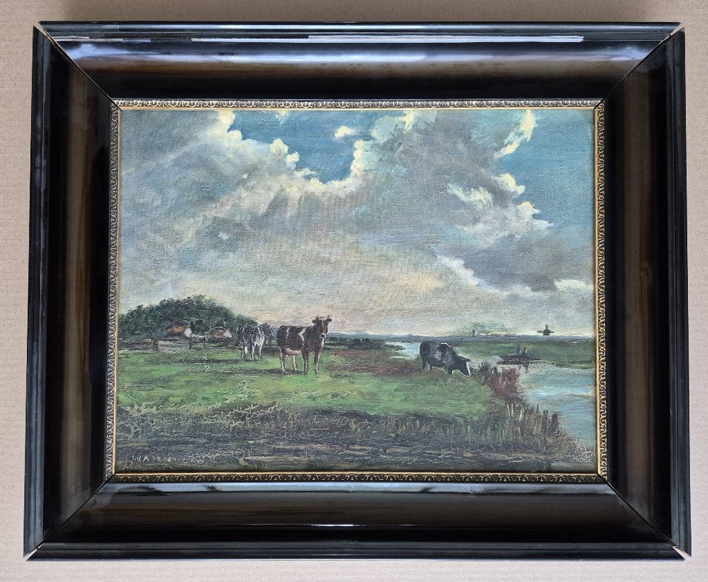 Hollands weidelandschap – W.A. van Deventer? – Haagse School, Ophalen of Verzenden