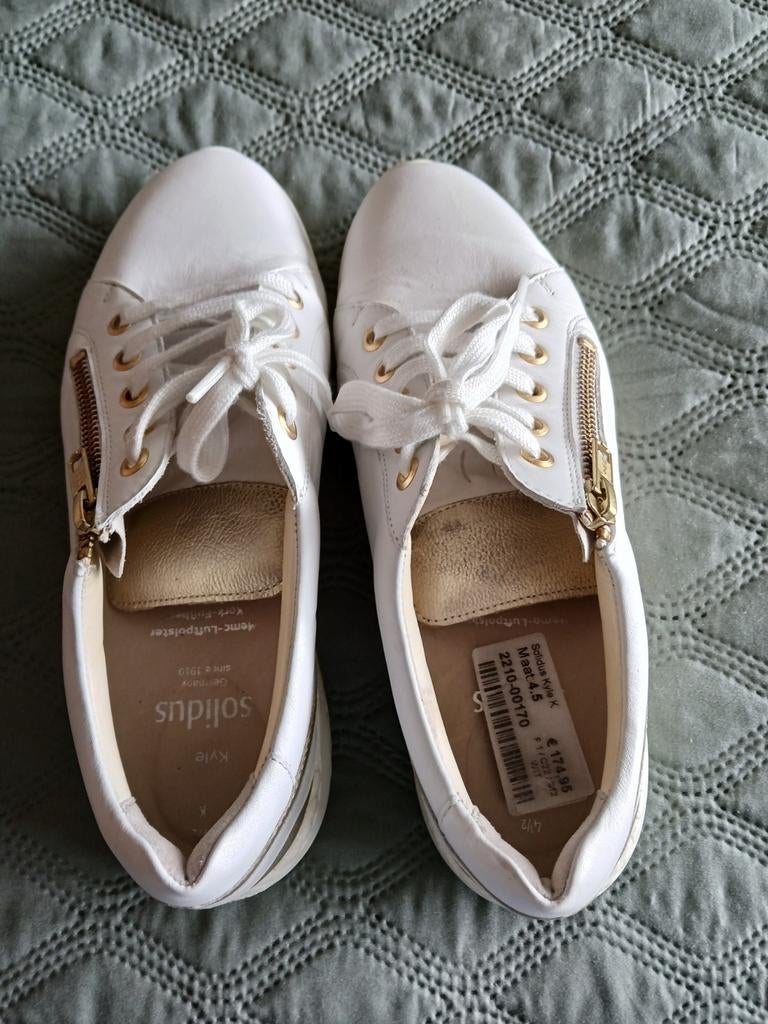 Solidus Kylie Witte Leren Sneakers met Gouden Details, Ophalen of Verzenden, Wit, Sneakers of Gympen