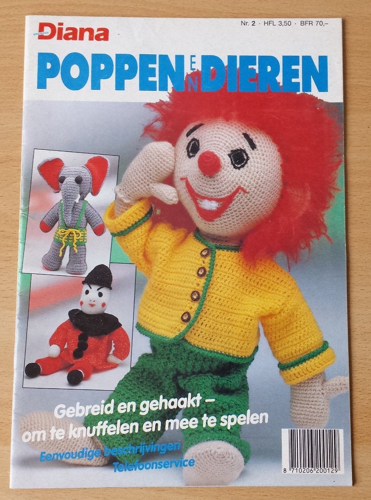 Diana - Poppen en Dieren nr.2 - 1990 - Haken + Breien, Gebruikt, Breien of Haken, Diana, Ophalen of Verzenden