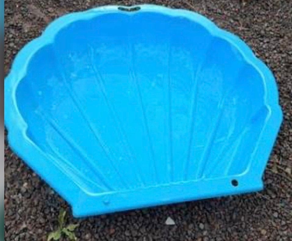 Schelp zandbak/zwembadje groen/blauw met deksel, Kinderen en Baby's, Ophalen, Gebruikt