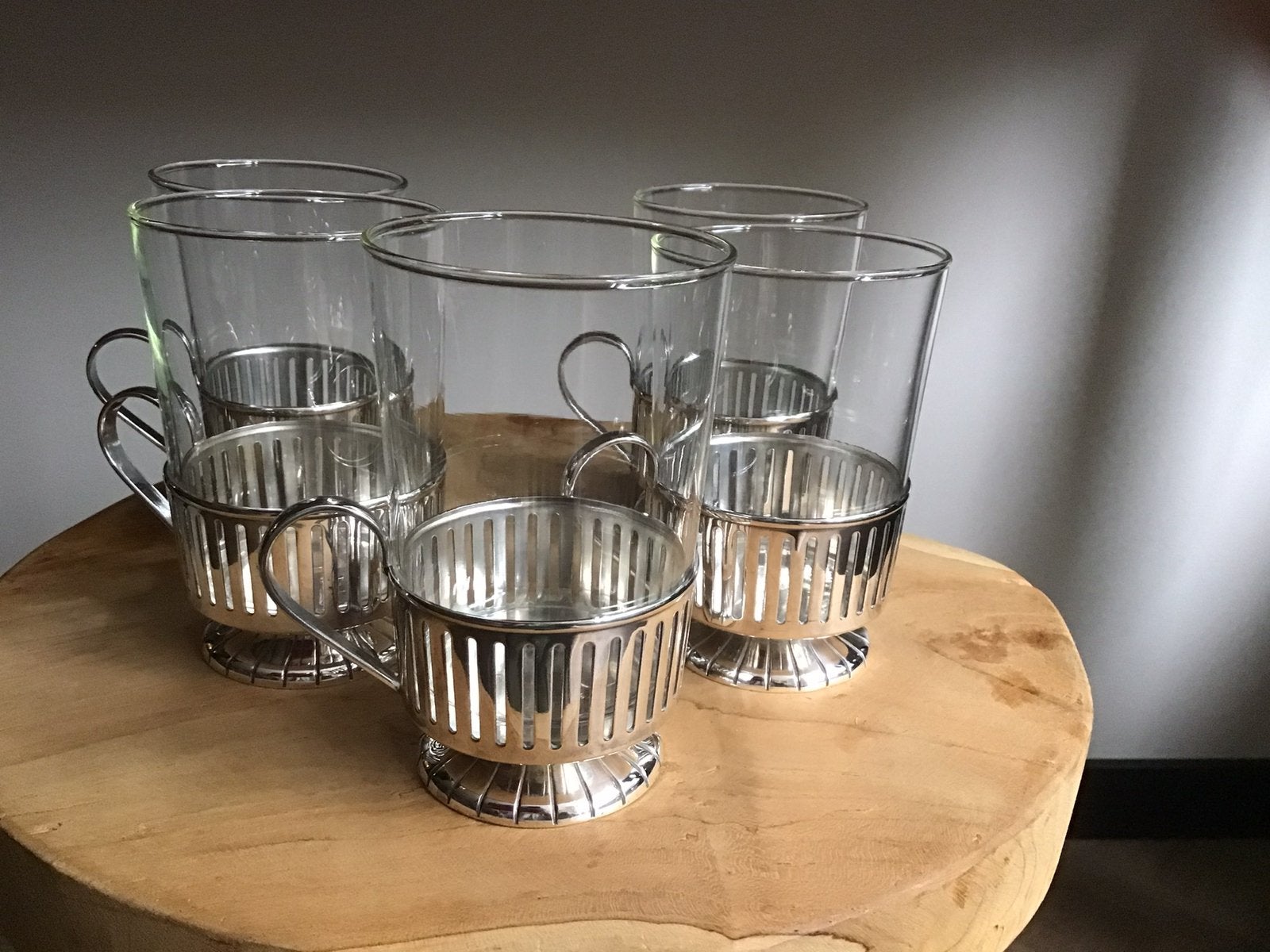 Vintage DE theeglazen,empire theeglas met verzilverde houder, Verzenden, Zo goed als nieuw, Overige typen