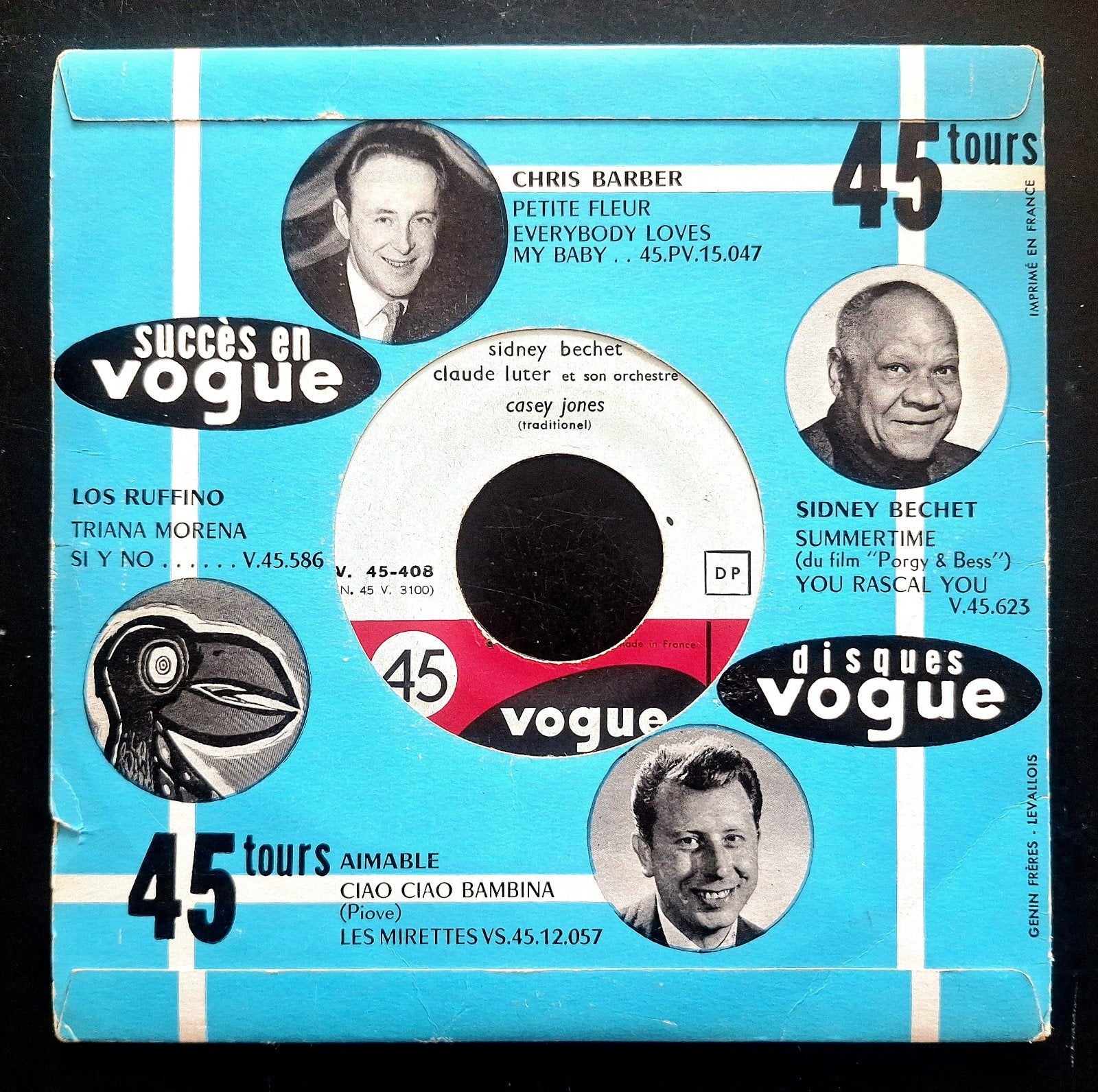 7"/SINGLE  SIDNEY BECHET - Casey Jones / Moulin À Café, Ophalen of Verzenden, Gebruikt, Pop