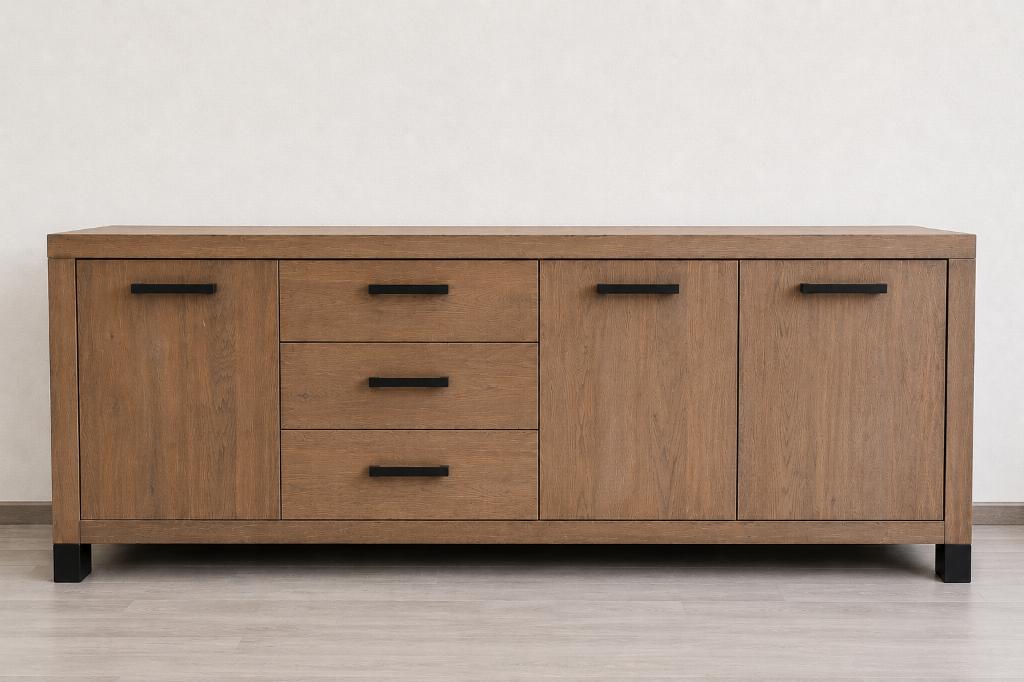 Dressoirkast en tafel (set) te koop, Ophalen, Eikenhout, Zo goed als nieuw, 200 cm of meer