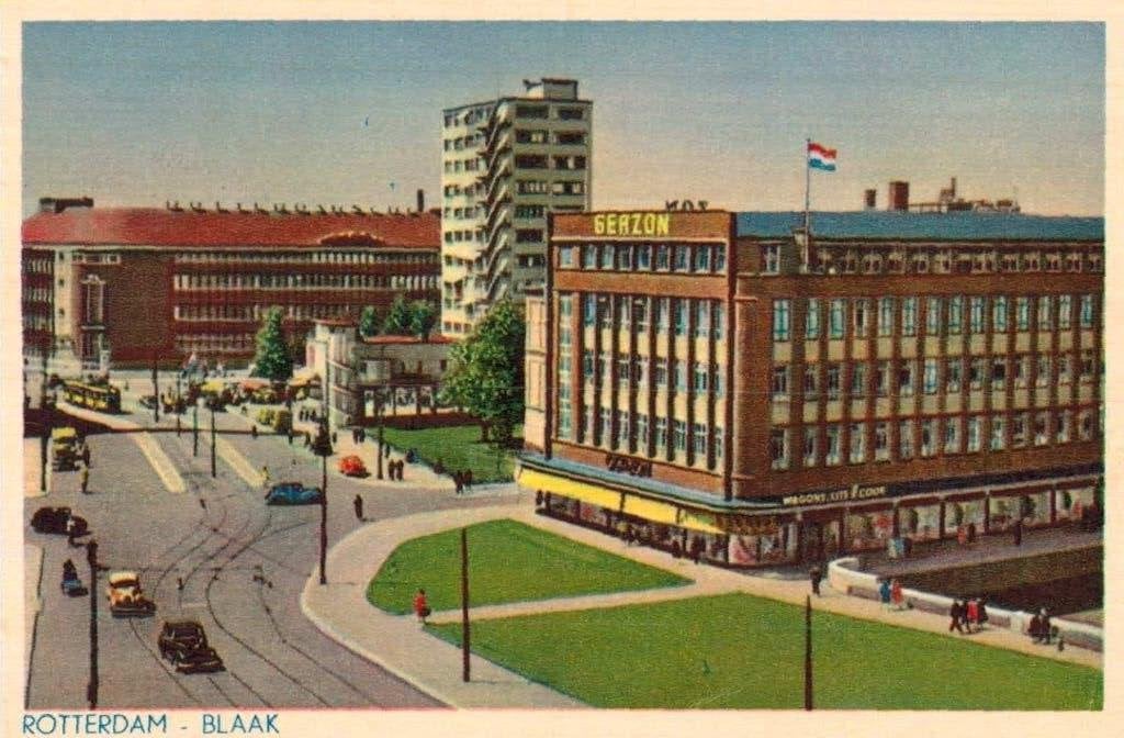 kaart Rotterdam - Blaak (1951), Ophalen of Verzenden, 1940 tot 1960, Gelopen, Zuid-Holland