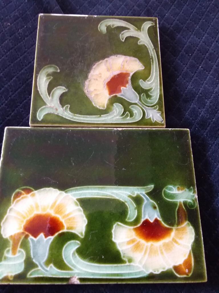 Jugendstil tegeltjes, Ophalen of Verzenden, Glas of Kopje