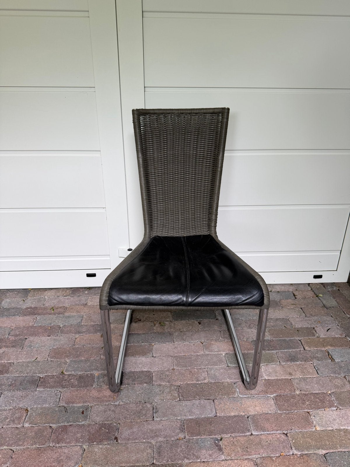 Tecta eetkamerstoelen 6x met gevlochten rugleuning en leer, Ophalen, Gebruikt, Leer, Eén