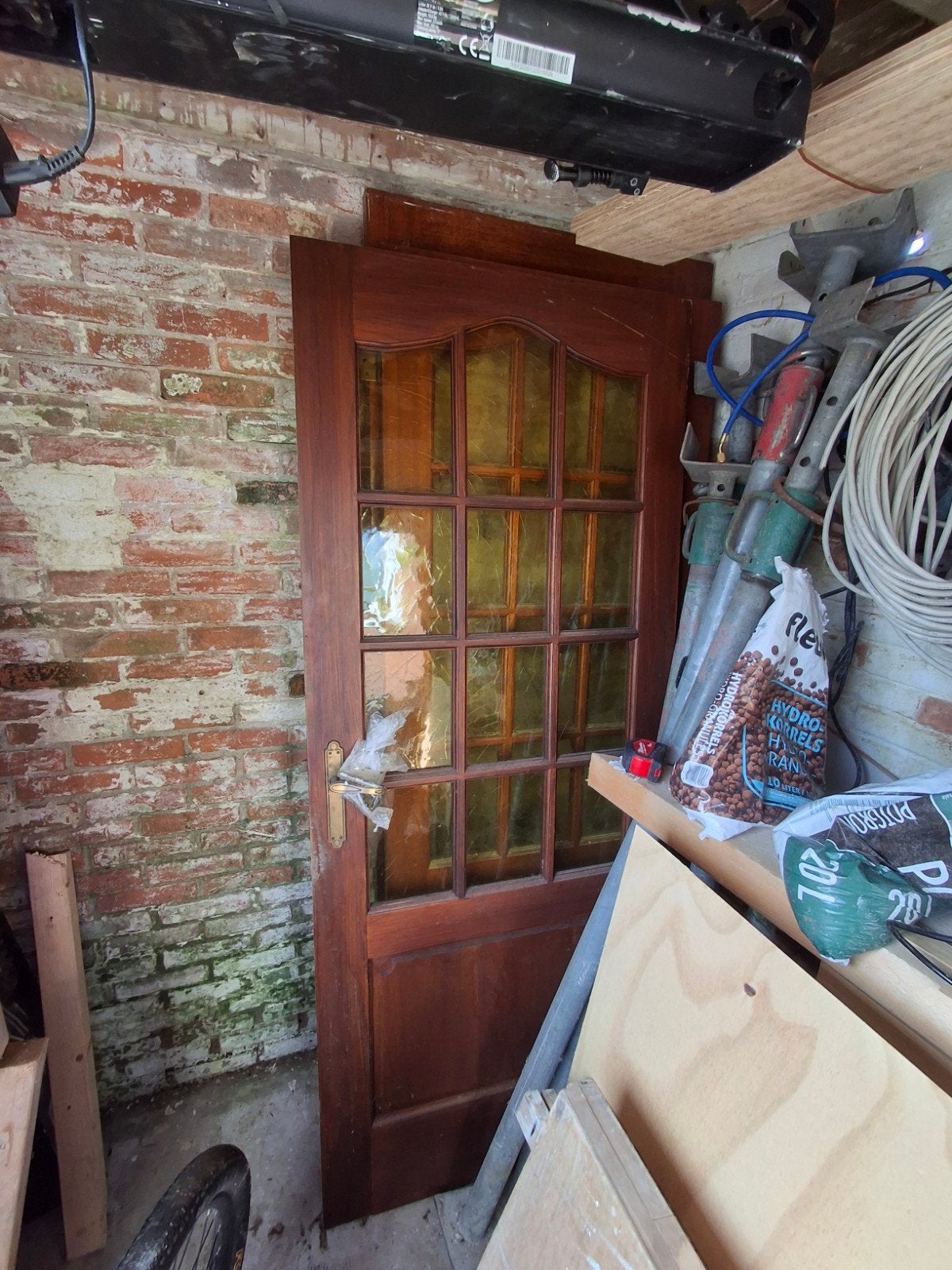 2 Hardhouten jaren '50 stompe deuren, rechtsdraaiend, Ophalen, Gebruikt, 80 tot 100 cm, Binnendeur