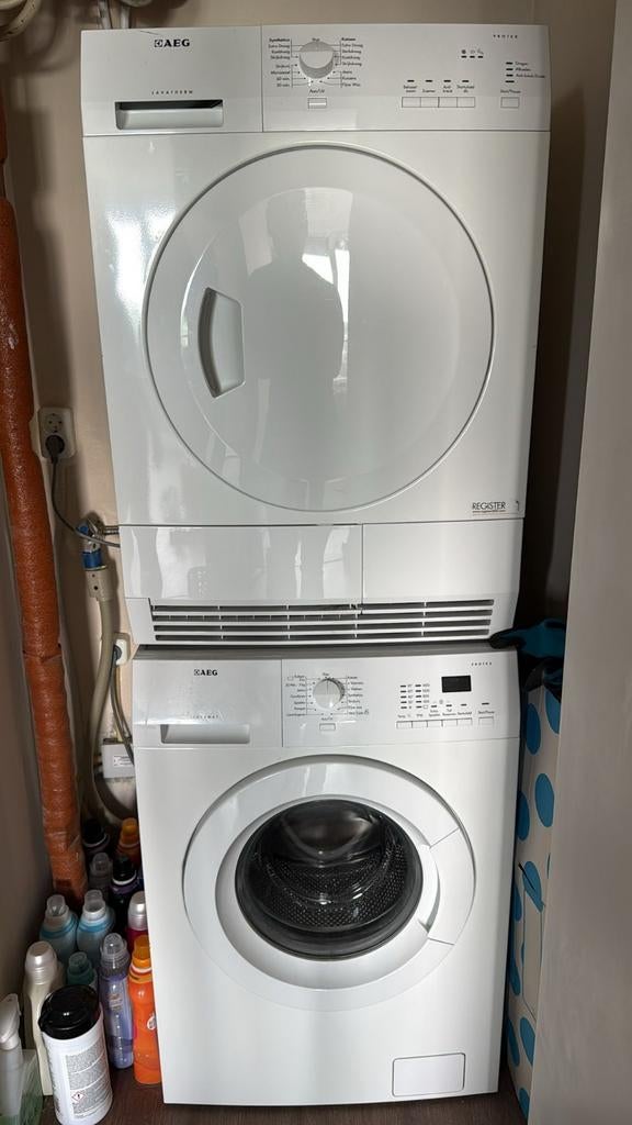 AEG Lavatherm T5127AC Wasdroger en L61473FL Wasmachine, 6 tot 8 kg, Ophalen of Verzenden, Gebruikt, 85 tot 90 cm