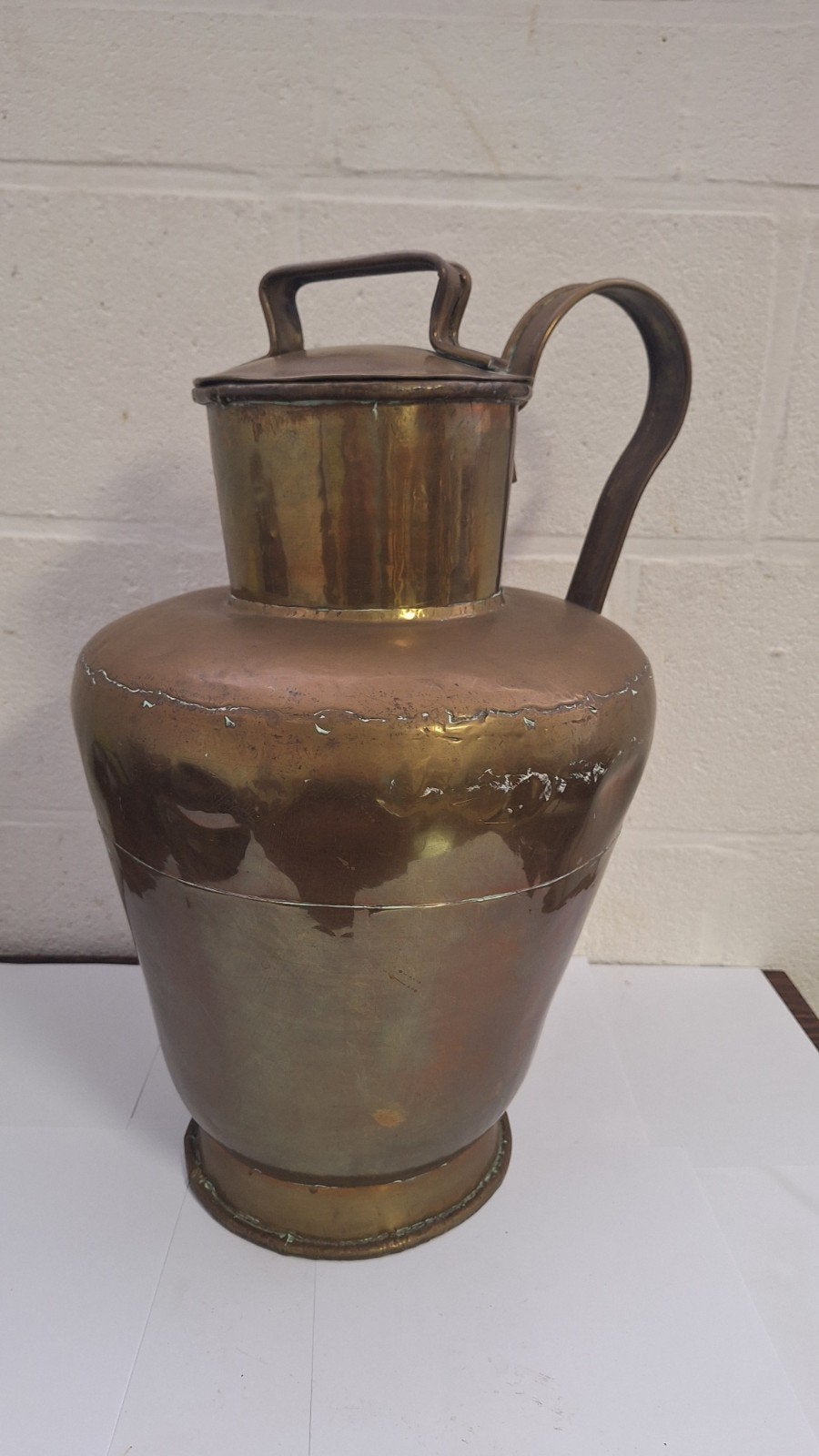 Antieke messing Kan met Deksel en Handvat, Antiek en Kunst, Ophalen of Verzenden