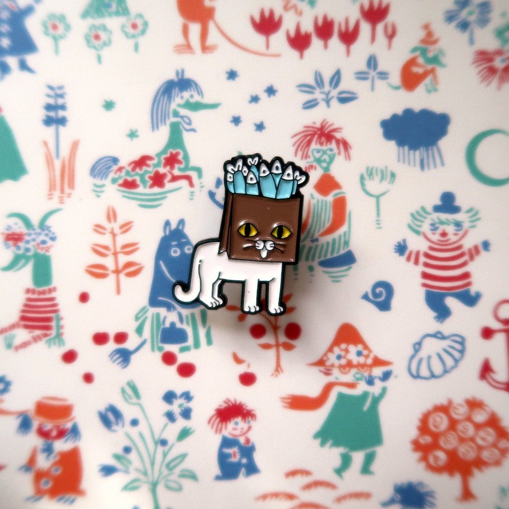 Sardinehoedje Kat Emaille Speldje Broche, Overige materialen, Overige kleuren, Verzenden, Minder dan 4 cm