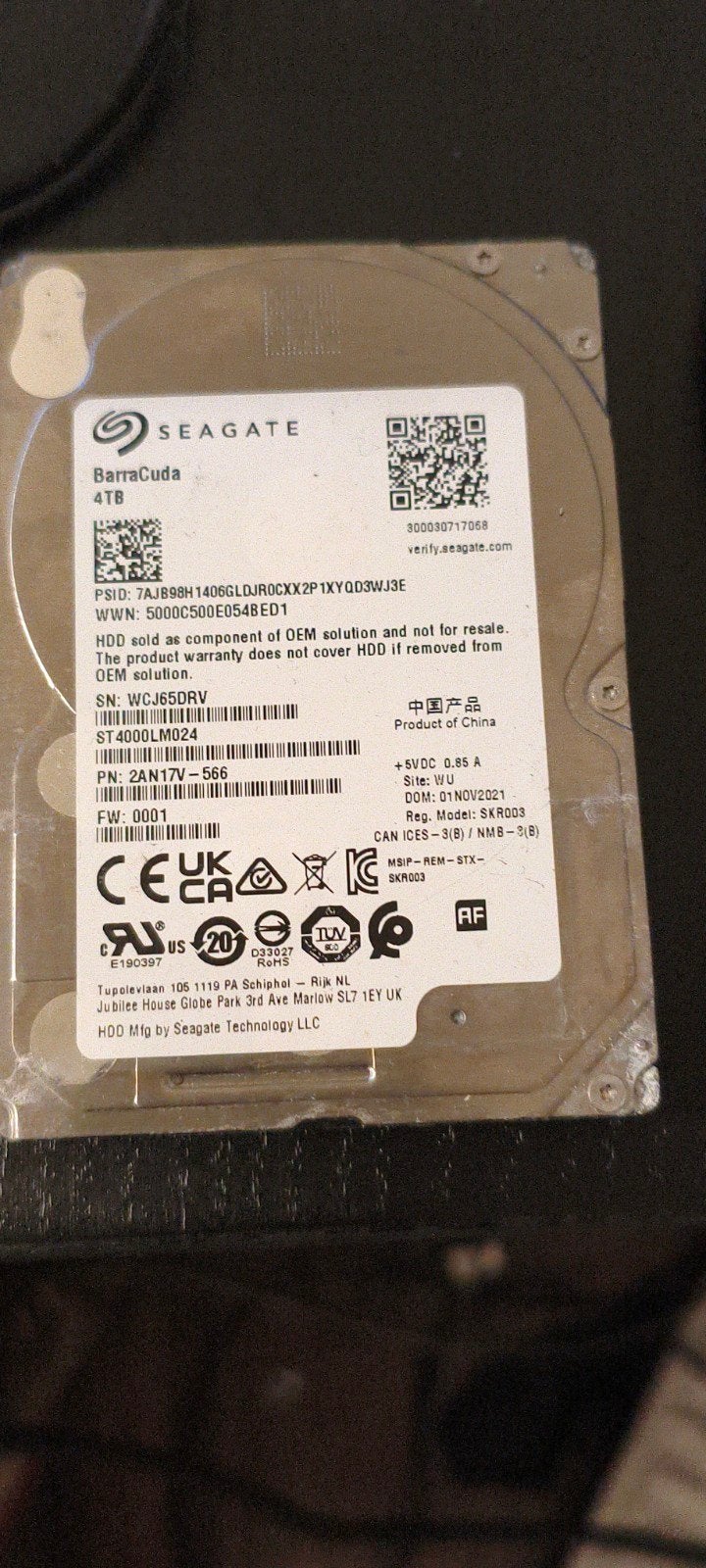 Seagate Barracuda 4TB HDD - Intern, SATA, Intern, Ophalen of Verzenden, Zo goed als nieuw, Seagate