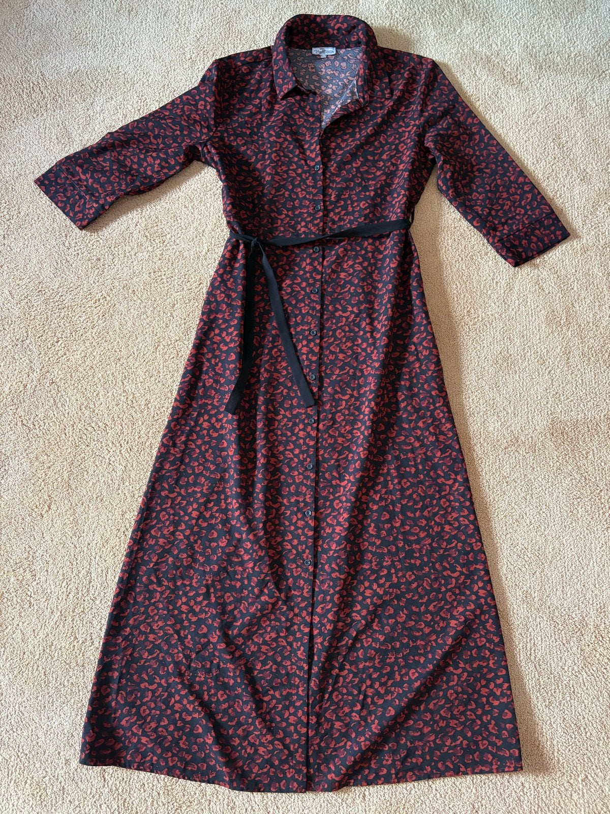 UP Fashion Maxi Jurk met Luipaardprint en Ceintuur, Maat 38/40 (M), Ophalen of Verzenden, Zo goed als nieuw, Rood