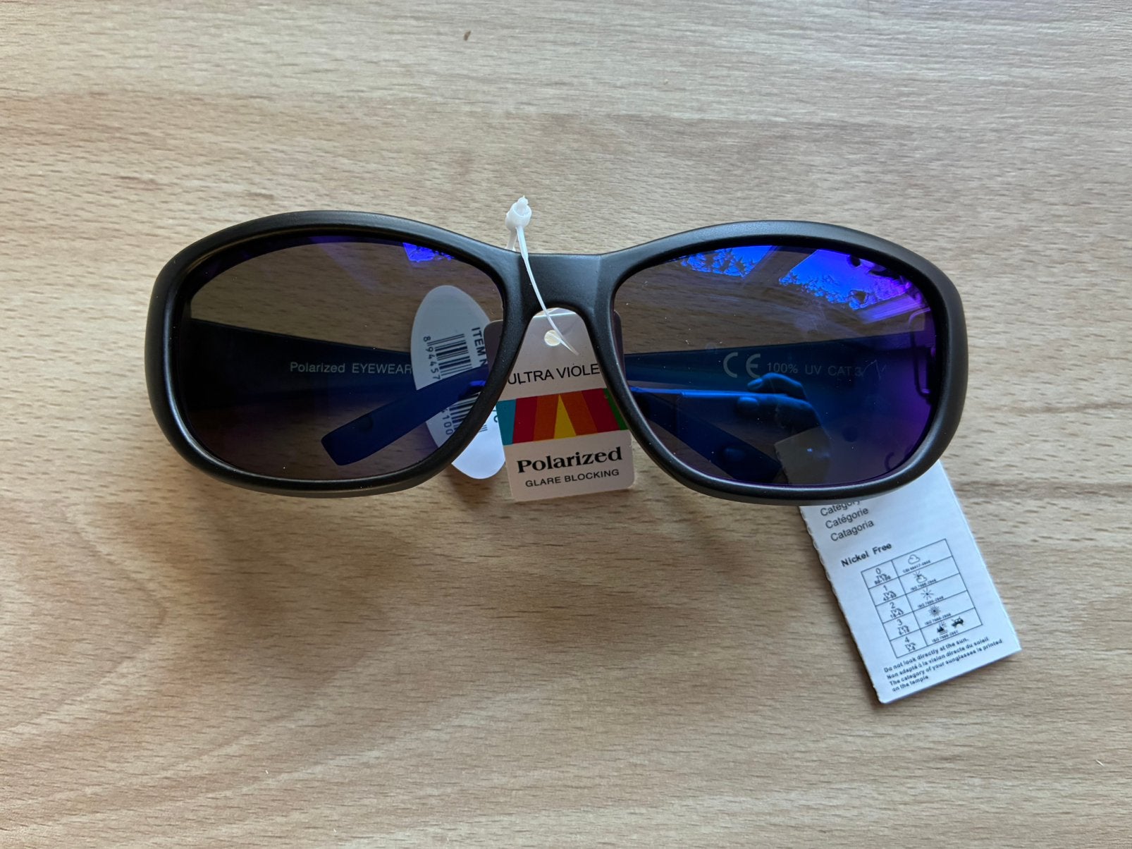 Polariserende overzet zonnebril met spiegelglazen – UV400, Sieraden, Tassen en Uiterlijk, Overige merken, Zonnebril, Zwart, Nieuw