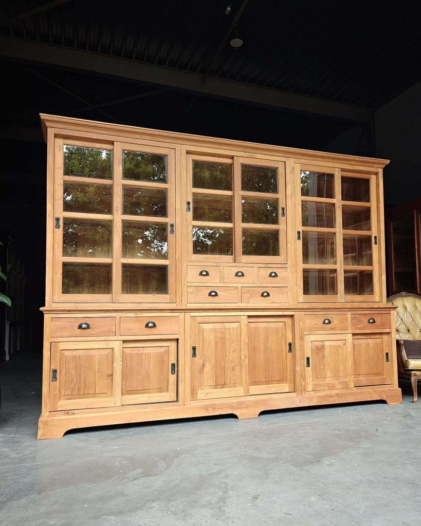 Grote teakhouten winkelkast | Xxl buffetkast teak #8589, Gebruikt, -, 200 cm of meer, -