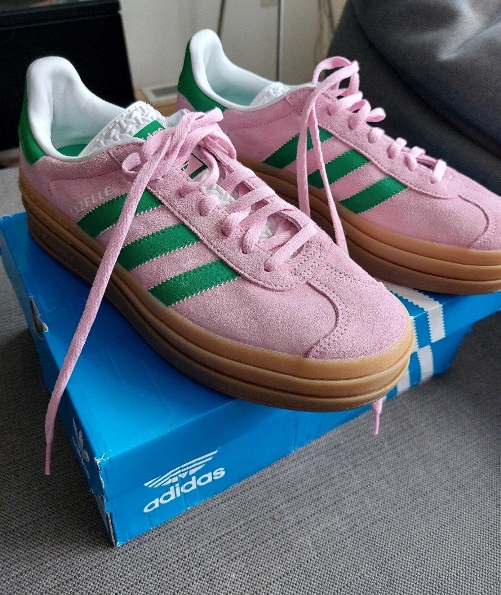 Adidas Gazelle Bold Roze/Groen - Maat 40 2/3, Adidas, Ophalen of Verzenden, Roze, Sneakers of Gympen