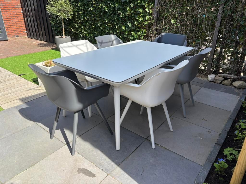 Hartman tuintafel en 6 stoelen., Ophalen, Kunststof, Gebruikt, 6 zitplaatsen