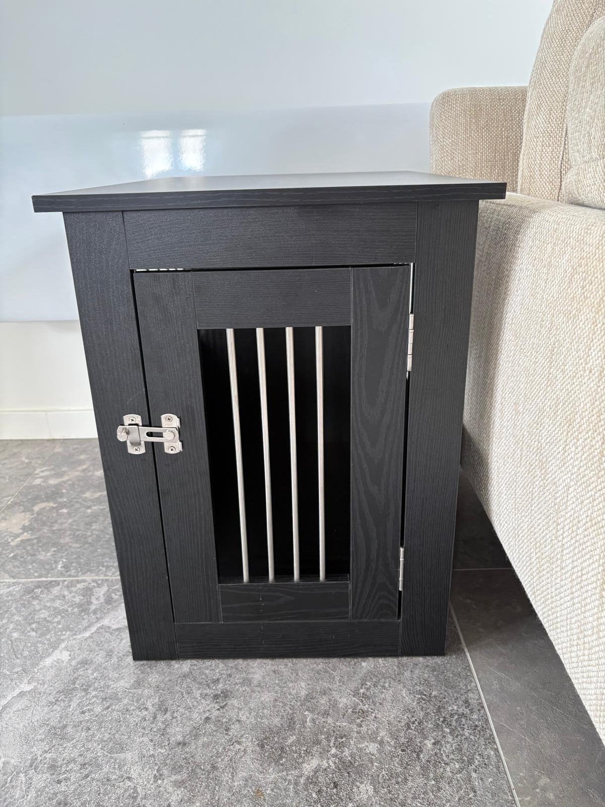 Hondenbenchmeubel 45x62x59cm bewerkt hout zwart eikenkleurig, Dieren en Toebehoren, Hondenbenches, Ophalen, Zo goed als nieuw
