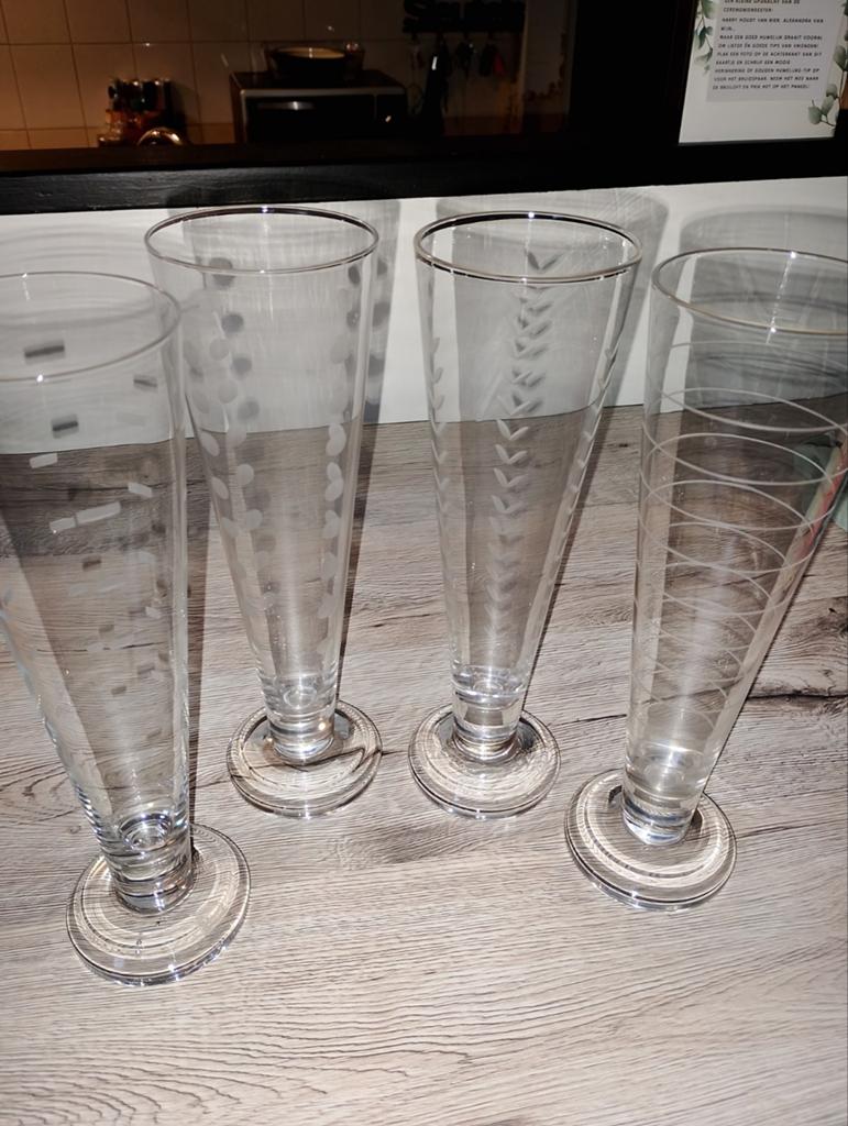 Geslepen glazen 4 stuks, Ophalen, Glas, Overige stijlen, Glas of Glazen