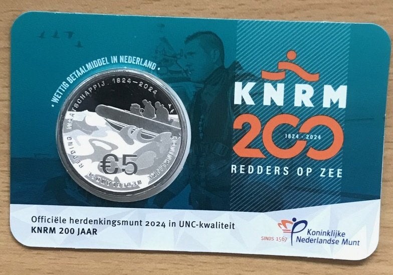 Nederland - 5 euro coincard - Het KNRM 200 jaar Vijfje, Verzenden, Koning Willem I, Euro's, Setje