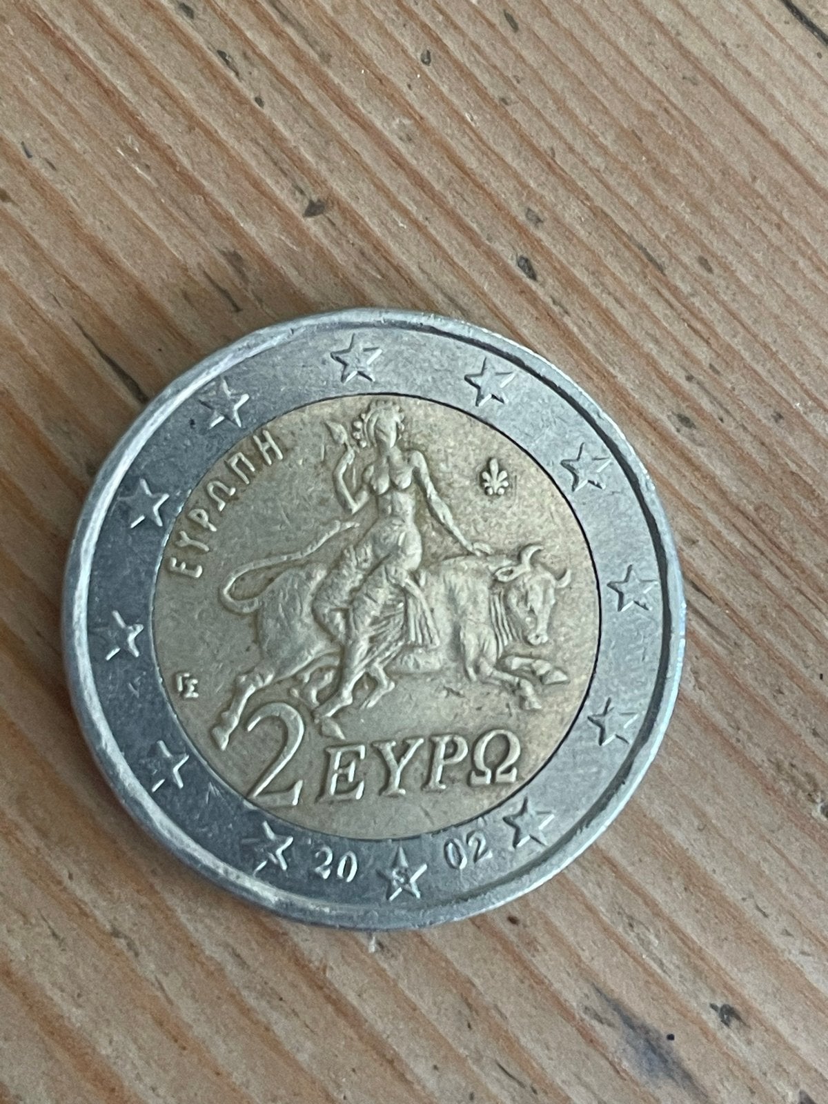 Griekse 2 Euro munt 2002 - Europa en de Stier, Postzegels en Munten, Ophalen of Verzenden, Griekenland, 2 euro, Losse munt