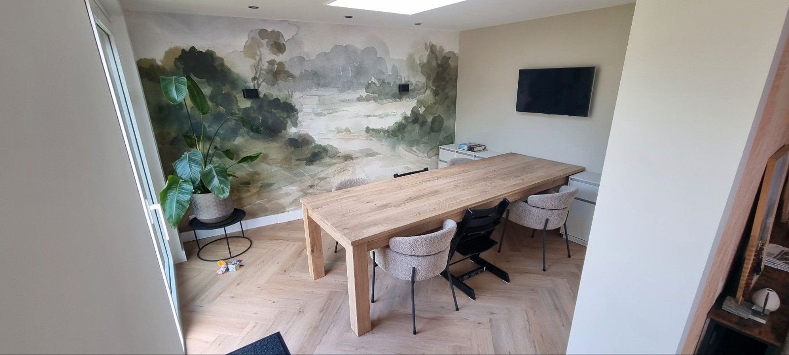 Grote tafel 240 x 100 cm eiken nieuw onbehandeld, Huis en Inrichting, Tafels | Eettafels, Gebruikt, 50 tot 100 cm, 200 cm of meer