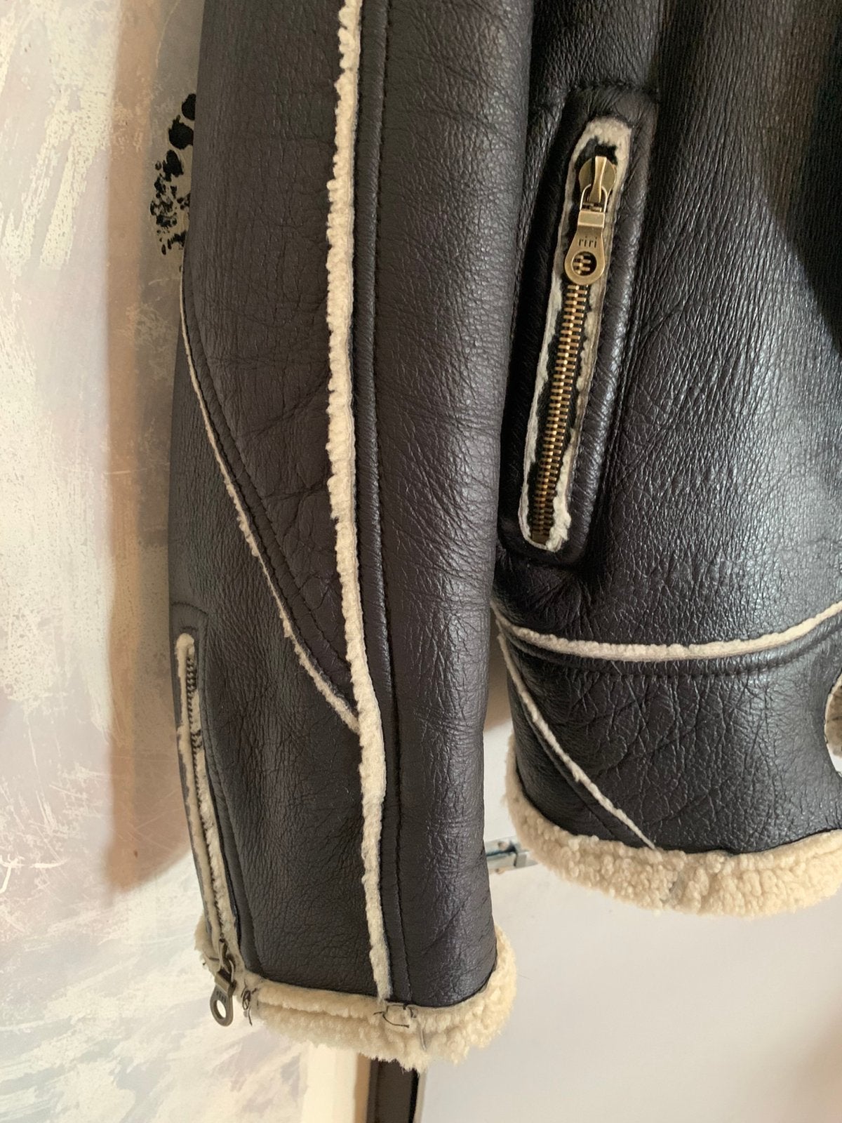 Vintage aviator lammy coat S M, -, Zwart, -, Ophalen of Verzenden